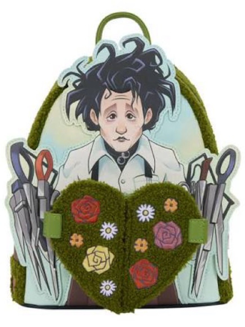 Loungefly Green Edward Scissorhands Heart Garden Mini Backpack